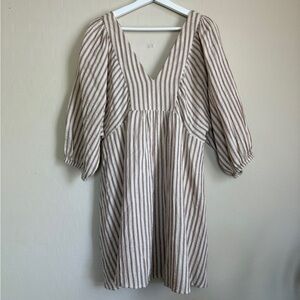 Every Women’s Striped Cotton Dolman Sleeve Boho Flowy Dress Striped Cream Medium